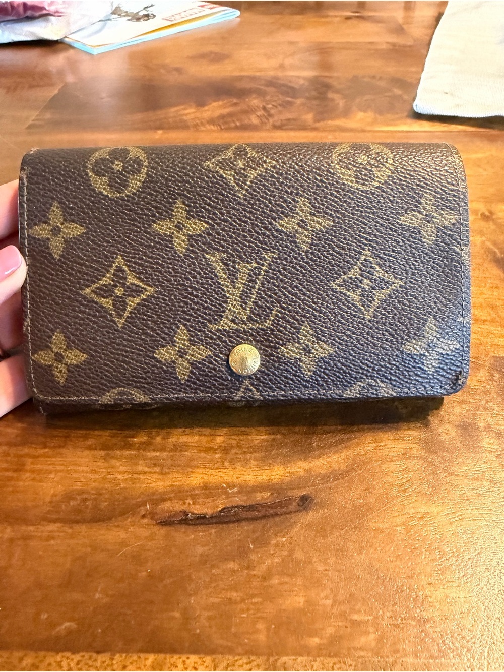 Louis Vuitton Monogram Canvas Snap Wallet in Brown and Gold - medium sized